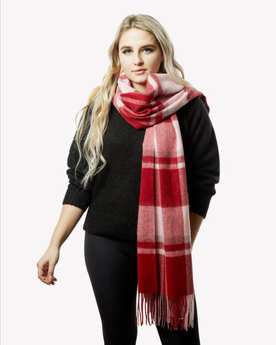 Cozy Scarf - Plaid - Red/White Cozy Scarves Joey James, The Label   