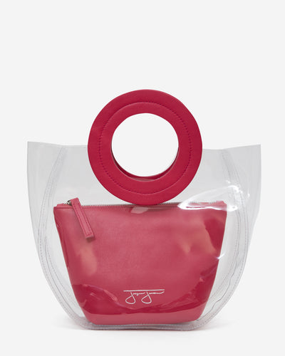 Lacey Bag - Raspberry Lacey Clear Bag Joey James, The Label   