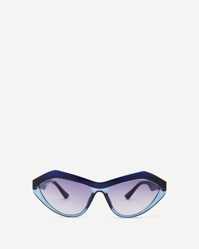 Geometric Frame Sunglasses - Blue Frame with Purple Smoke Lens Sunglasses Joey James, The Label   