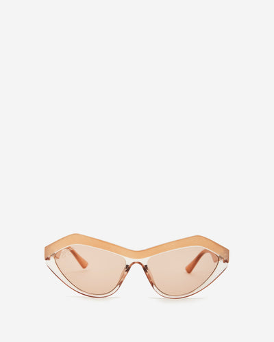 Geometric Frame Sunglasses - Nude Frame with Nude Smoke Lens Sunglasses Joey James, The Label   