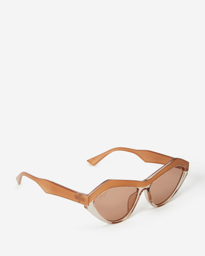 Geometric Frame Sunglasses - Nude Frame with Nude Smoke Lens Sunglasses Joey James, The Label   
