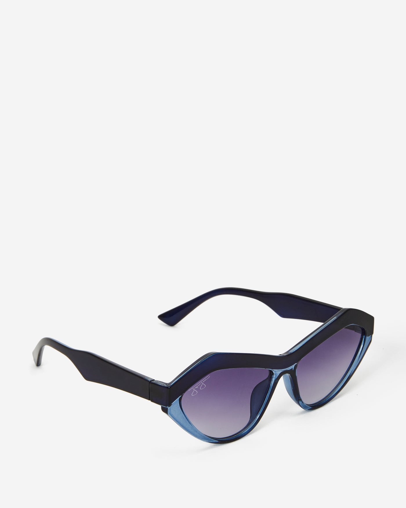 Geometric Frame Sunglasses - Blue Frame with Purple Smoke Lens Sunglasses Joey James, The Label   