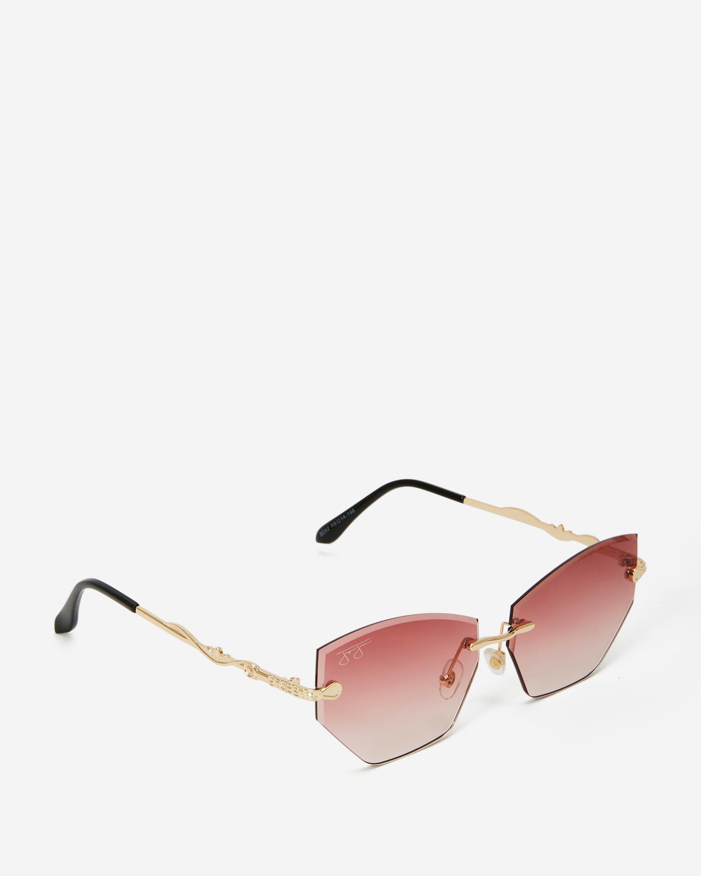 Geometric Metal Frameless Sunglasses - Rose Colored Lens Sunglasses Joey James, The Label   