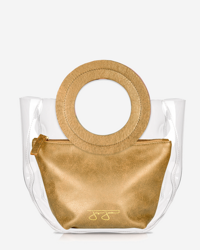 Lacey Bag - Gold Lacey Clear Bag Joey James, The Label   