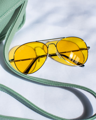 Classic Aviator Sunglasses -  Gold Metal Frame with Yellow Lens Sunglasses Joey James, The Label   