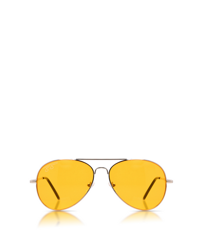 Classic Aviator Sunglasses - Silver Metal Frame with Yellow Lens Sunglasses Joey James, The Label   