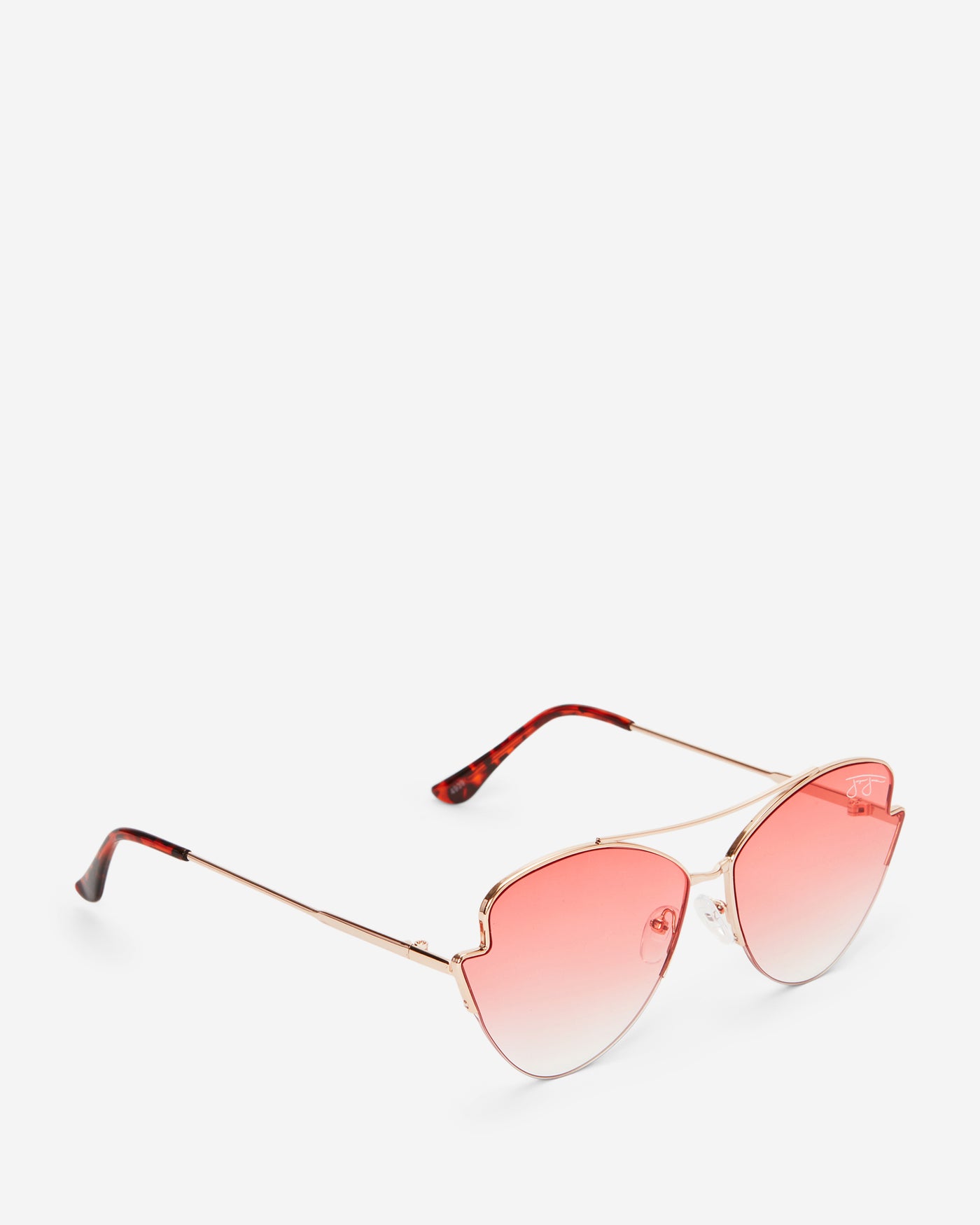 Geometric Aviator Sunglasses - Gold Metal Frame with Pink Lens Sunglasses Joey James, The Label   