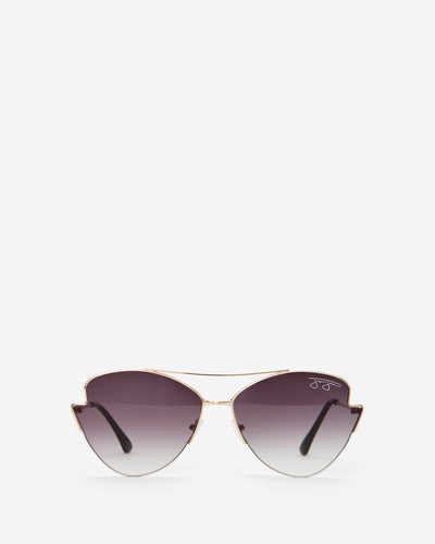 Geometric Aviator Sunglasses - Gold Metal Frame with Smoke Lens Sunglasses Joey James, The Label   